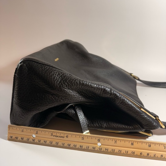 Calvin Klein Black Pebbled Leather Tote Bag Gold Hardware Shoulder Purse - Picture 9 of 17